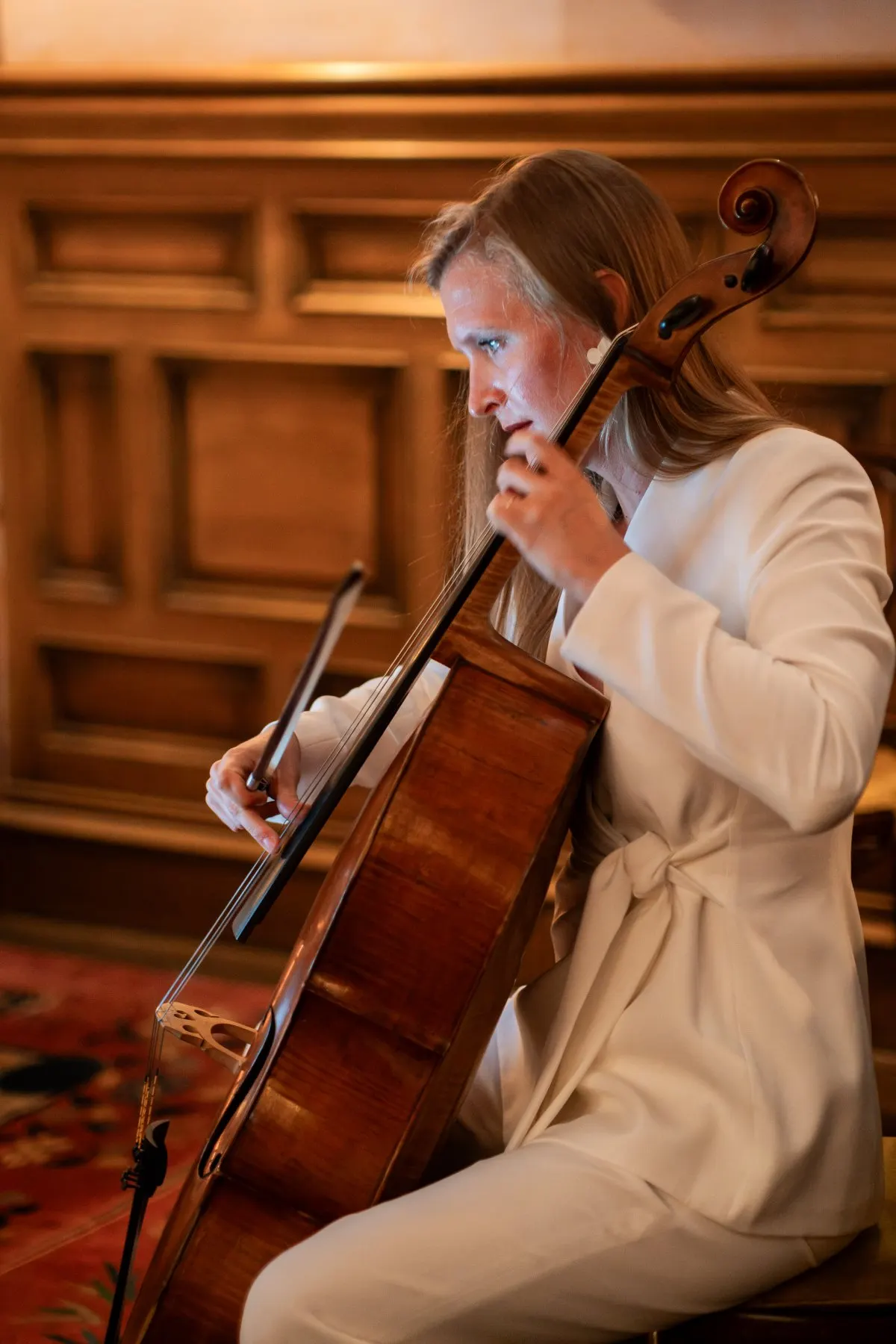 A cellist playing in the Lobby Bar